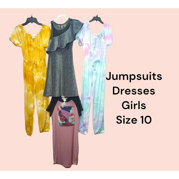 4 pc bundle mix of jumpsuits and dresses girl's size 10 Brand New